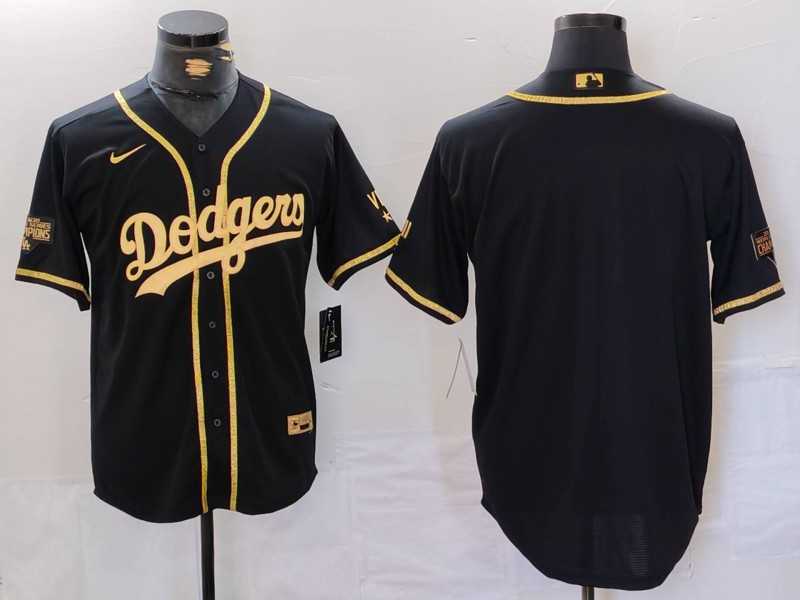 Men%27s Los Angeles Dodgers Blank Black Gold World Series Champions Cool Base Stitched Jersey->milwaukee brewers->MLB Jersey